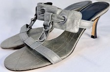 Christian Dior Galliano Y2K Cannage D Charm Metallic Leather Mule Heels 38.5