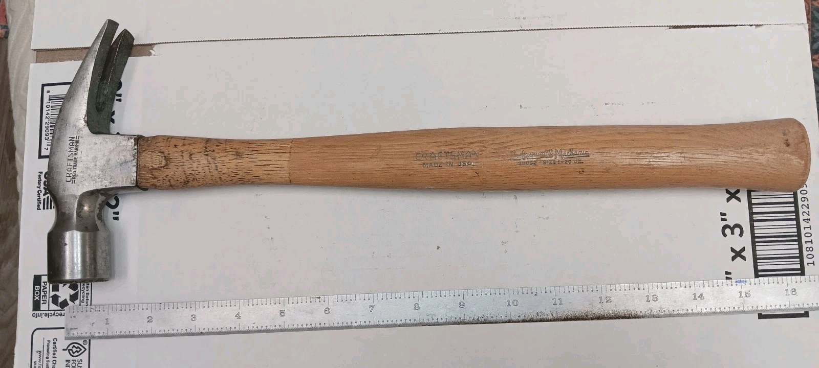 Vintage Craftsman 38092 Claw Hammer Professional Mechanic size 1 20oz