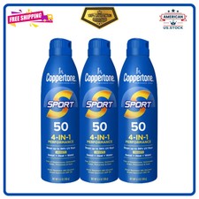 Coppertone Sport Sunscreen Spray SPF 50 3 Pack 5.5oz Each Water Resistant