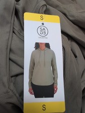 Sage Collective Women Lightweight Ribbed Long Sleeve Hoodie Green New Small