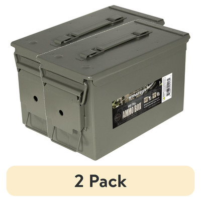 (2 pack) Strategy 50 Caliber Metal Ammo Storage Box 12 in. x 6.125 in. x 7.25 in