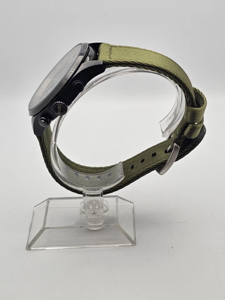 Hugo Boss HB297 Grand Prix Hombre Cronógrafo Fecha Negro Reloj Correa Nylon Verde  Foto 3 de 4