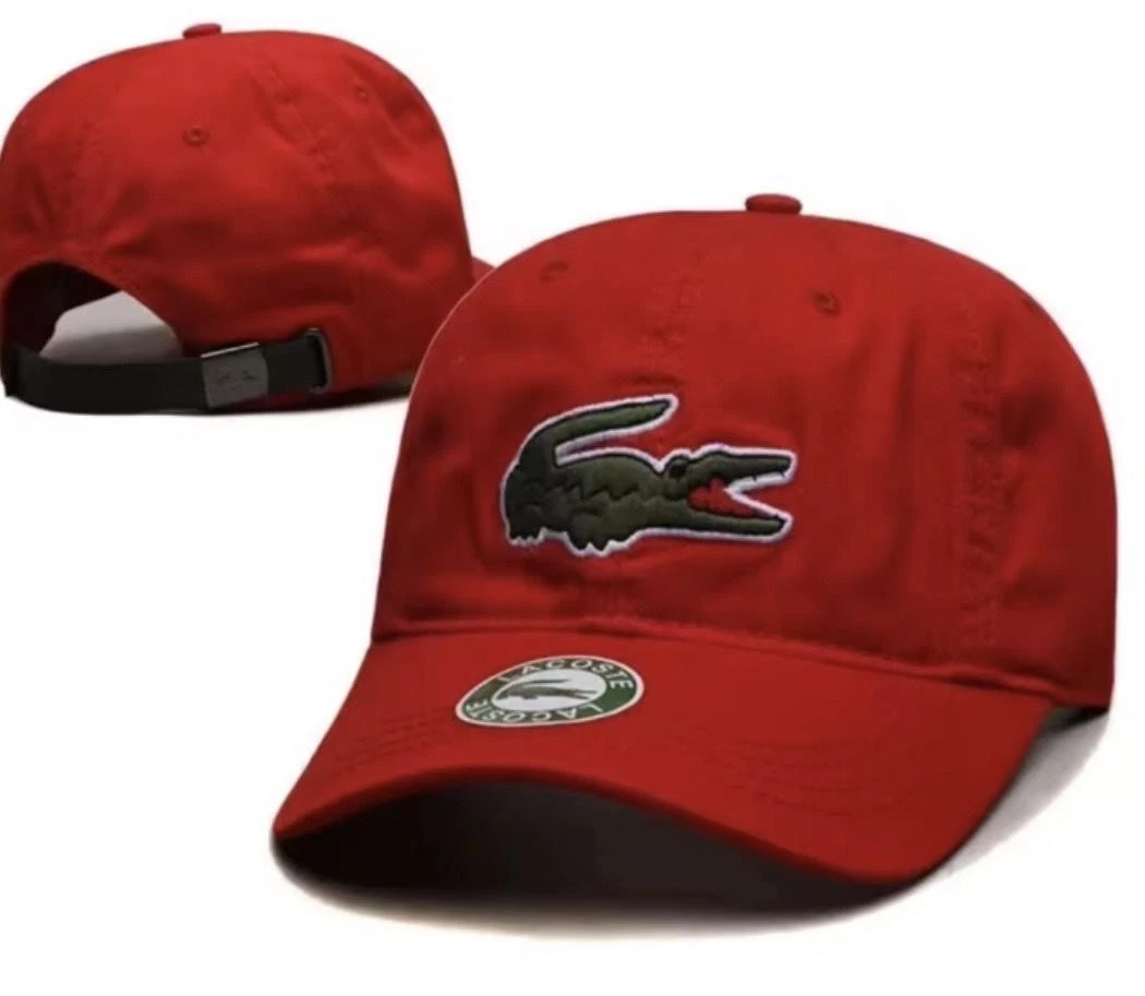 Lacoste Hat Cap Strap Back Red Baseball Embroidered Crocodile Logo Dad Mens NEW