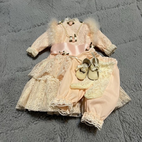Doll Dress Clothes For 16” Doll Peach Glitter Tier Lace Dress Pantaloons Shoes - Picture 2 of 18