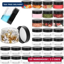 1 oz Plastic Jars 28 Pack with Black Screw Lids, Premium Quality Leakproof  Re