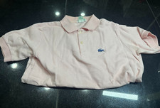 Vintage 80s Izod Lacoste Pink Polo Shirt Size 20 Original Blue Alligator