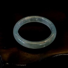 Natural translucent Burmese Blue-green Jade Jadeite Ring Band, Width 3.5-4 mm