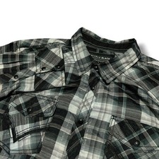 BKE Buckle Black Pearl Snap Shirt Mens Size L Athletic Fit Western Plaid
