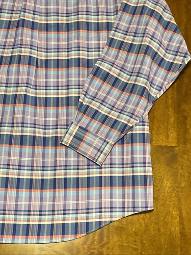 Brooks Brothers 346 X-Large Regent blau lila kariert Knopfleiste Langarm Herren - Bild 16 von 18