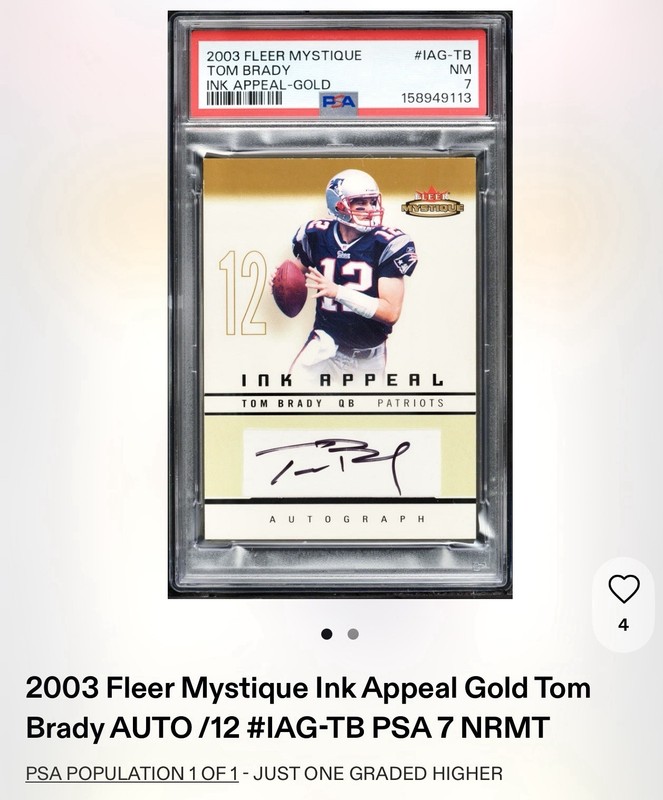 2003 Tom Brady Fleer Mystique Ink Appeal GOLD AUTO 4/12 PSA 7 - only 1 graded ⬆️