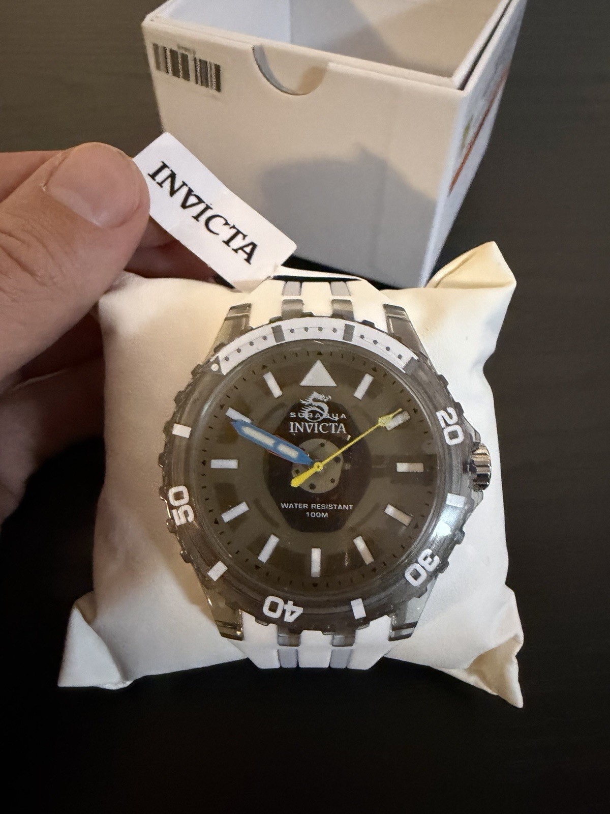 Invicta Subaqua Men’s Quartz Analog Watch 100m White Silicone Strap 44-47mm