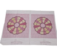 VTG Quilt Pillow Fabric Panel Pink Yellow by VIP Cranston