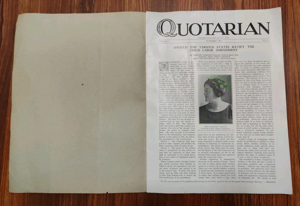Quotarian Quota Club Magazine Vintage November 1924 Rare  - Image 2 of 4
