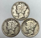 1936-D, 1936-S and 1937-S 10C Mercury Dimes 90% Silver