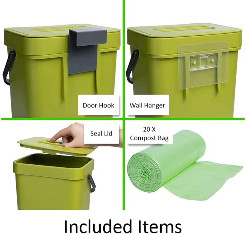 MUGYPYR Small Kitchen Compost Bin, 5L Kitchen Worktop Trash Bin