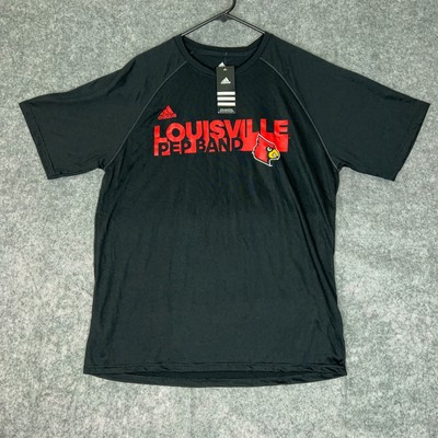 Louisville Cardinals Adidas Mens T Shirt Medium Black Red NCAA Pep Band Top NWT