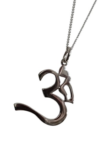 Om Necklace Pendant 925 Sterling Silver 18" Buddhist Jewellery Boxed Namaste - Picture 7 of 24