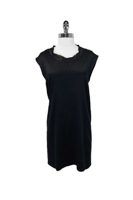 black silk shift dress
