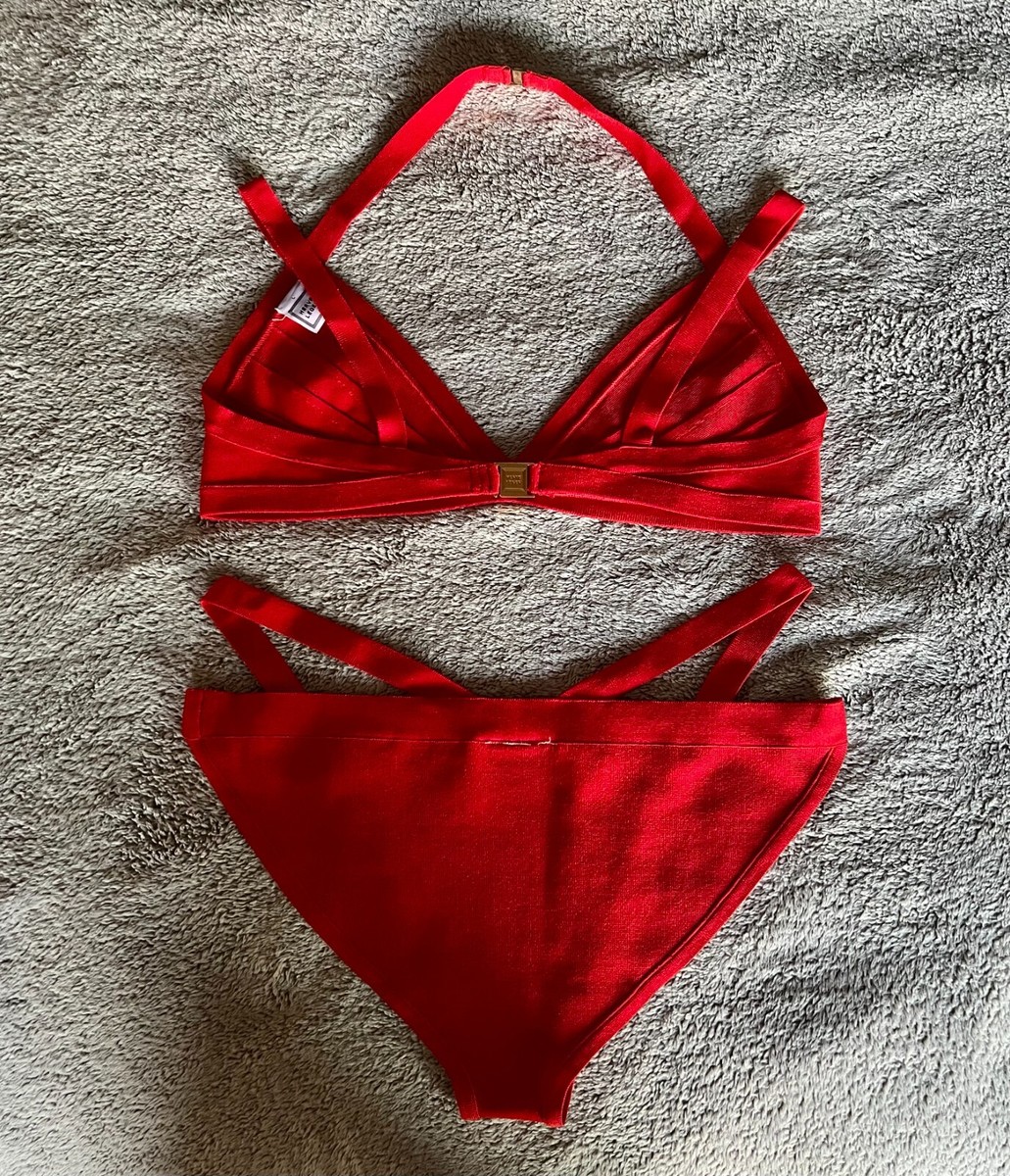 Maillot De Bain Bikini Bandage HERVE LEGER – Taille L – Rouge – Neuf Sans étiquettes