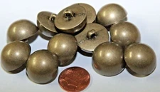 12 New Domed Muted Antiqued Brass Tone PLASTIC Shank Buttons 13/16" 21mm # 5341