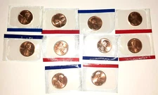Lincoln Cents From US Mint 1987-1991 P&D BU Sets Still in Cello 10 coins-CRC