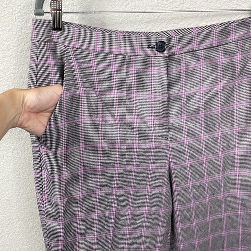 Nuevo Pantalón Halógeno Gris Rosa Cuadros Micro Pata de Gallo Acampanado Talla 14 - Imagen 2 de 11