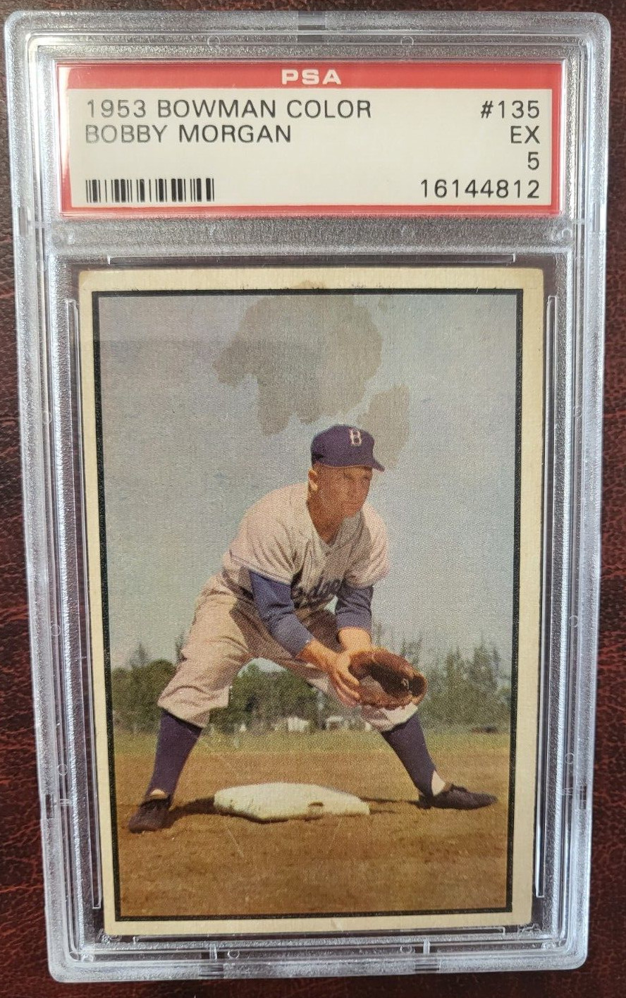 1953 BOWMAN BOBBY MORGAN DODGERS #135 BASEBALL CARD PSA 5 EX VINTAGE