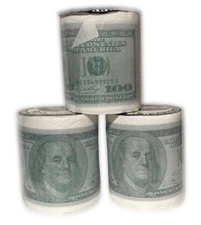 3 ROLLS FAKE MONEY TOILET PAPER Joke Prank Gift Funny Bathroom Humor  $100. Bill
