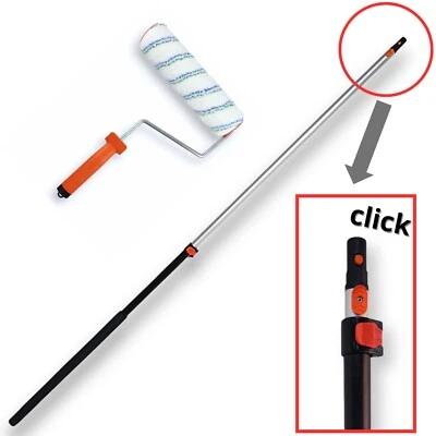 Maler Set 3tlg Malerwalze Farbroller 25cm Mikrofaser Teleskopstiel 1,8m Click - Bild 1 von 4
