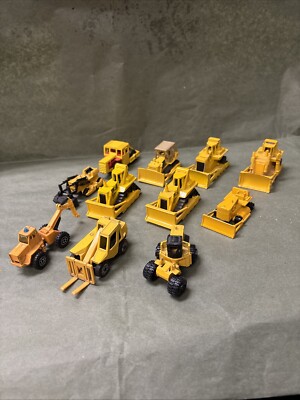 Lot Of 11 Construction Tractor Toys Matchbox Hotwheels Lesney Heavy Machinery