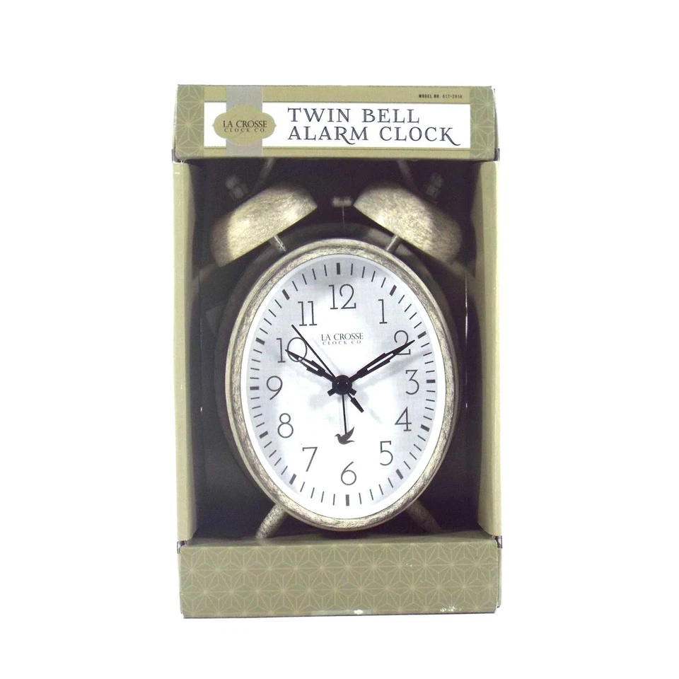 617-2916 La Crosse Clock Company Reloj Despertador Analógico Doble Campana Alimentado por Batería Foto 3 de 4