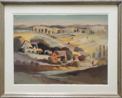 Gemälde Aquarell Landschaft Odenwald Norddeutsch Christian Arnold Monogramm