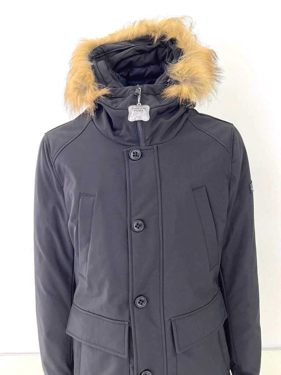 giubbotto uomo parka YES ZEE blu scuro piuma € 230 sconto 50
