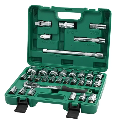32Pcs 1/2" Metric Drive Socket Set 8-32mm Sockets 6/12 Point Ratchet Wrench Kit - Picture 2 of 15