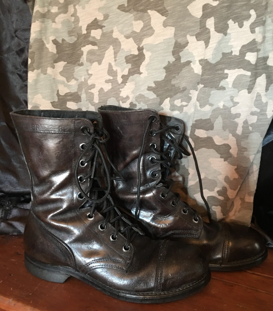 Biltrite Men\'s Black Leather Combat Boots Sz 8 W steel toe Vintage Wolverine Biltrite Combat Boots Mens Size 8 ST Black  main image 4