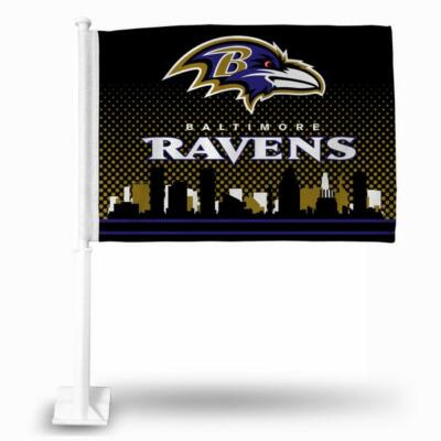 NFL Baltimore Ravens over Skyline Car Window Flag by Rico Industries 