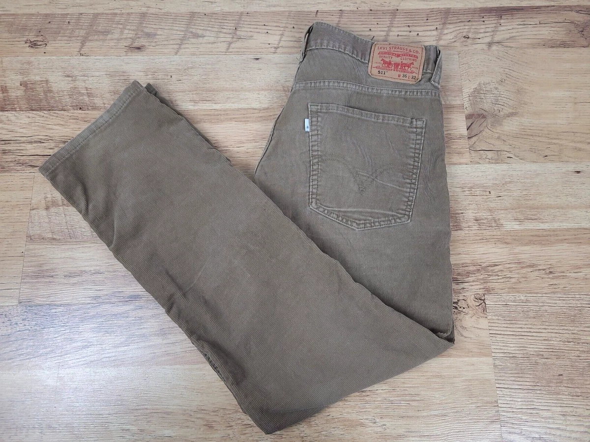 Vintage 90s Mens Levis 511 SKINNY Camel Brown Corduroy Pants/Trousers W36  L31