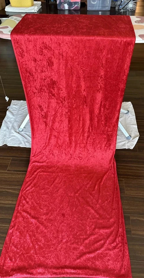 Vintage Crushed Red Velvet Velour Knit Fabric 64”x3yds - Image 2 of 4
