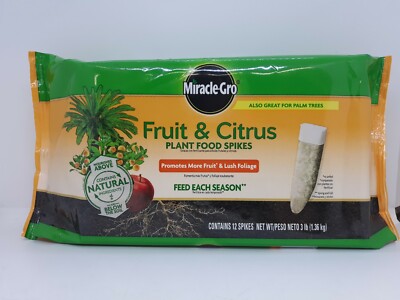 Miracle-Gro Fruit & Citrus Plant Food Spikes 12 Spikes 3 lbs Promotes More Fruit