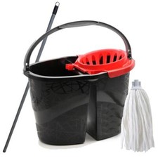 Kit Mocio Secchio 2 scomparti acqua sporca e pulita lava pavimenti + mop 18Lt