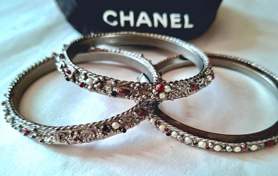Bracciale Chanel ✿*゚Rutenio 3 in Uno Pâte de verre Perline di Vetro CC di Goosens.