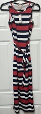 BANANA REPUBLIC NWT Red White Blue Sleeveless Tie Waist Petite  Maxi Dress XS