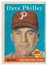 DAVE PHILLEY 1958 Topps #116 Philadelphia Phillies SALE GOES TO GOOD CAUSE 🔥⚾🔥