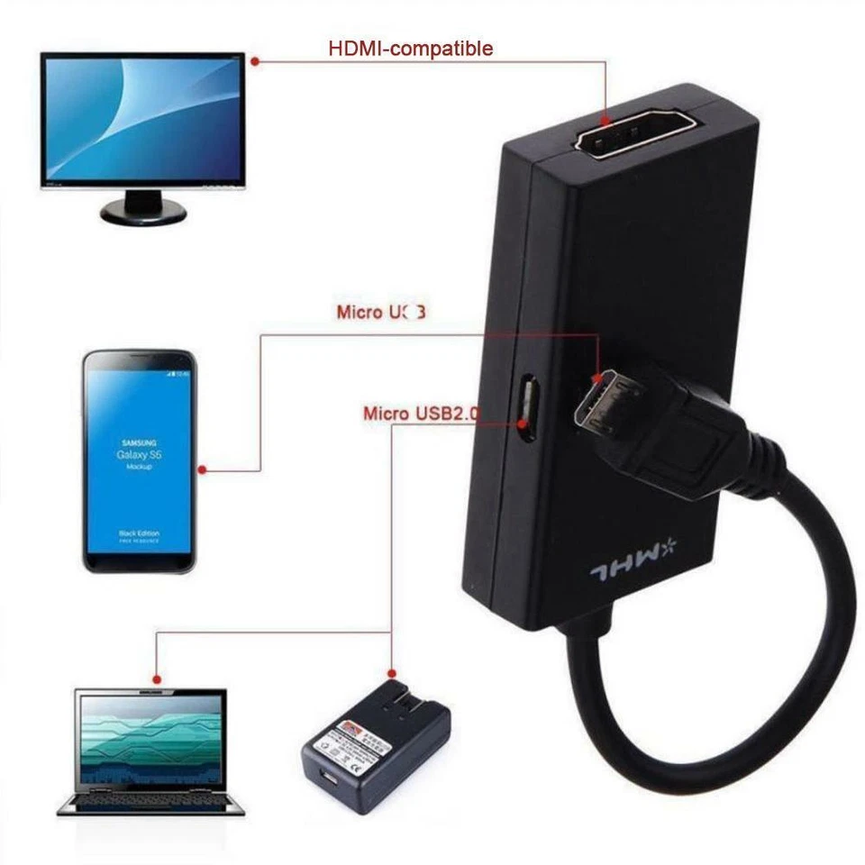 Universal Mhl Micro USB zu HDMI Kabel 1080P HD Adapter für Android Handy'`, - Bild 4 von 4