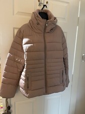Nutmeg, Women Puffer Jacket, Size 18, Colour Pink With Fake Fur Inlay In Hood Gc