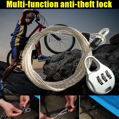 Cycling Security Cable 3-digit Combination Password Bike Bicycle Helmet Lock