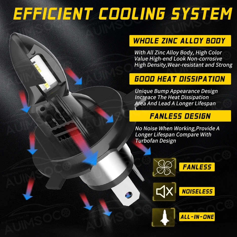 Kit de faros LED H4 9003 6000K bombillas altas/bajas para Triumph Tiger 800 XRX 2018 Foto 3 de 4