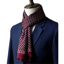 Men 100 Pure Silk Scarf Neckerchief Cravat Double Layer Ascot Suit Shirt Purple