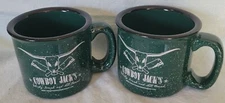M Ware COWBOY JACK'S "Heavy"  Green Speckled Coffee Tea Mug Cup 12oz *USE*
