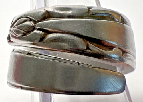 Anello a cucchiaio vintage fatto a mano in acciaio inox raso e bordo 🙂